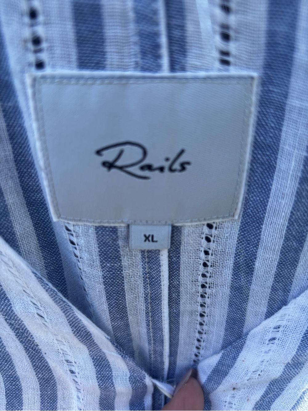 Rails Light Blue and White Striped Button-Front V-Neck Top - Picture 3 of 4
